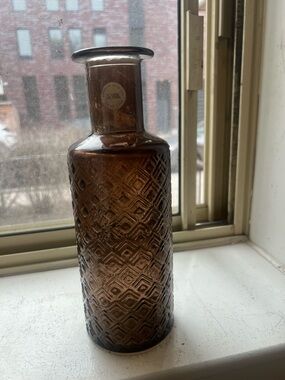 Amber Textured Glass Decorative Vase Handmade in Spain